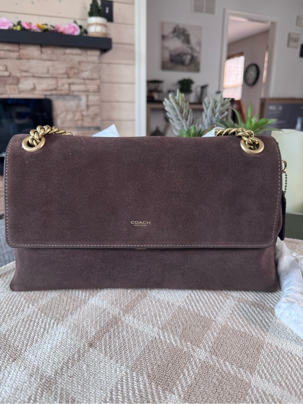NEW Coach Chain Chelsea 30 in the New Dark Chocolate Suede.